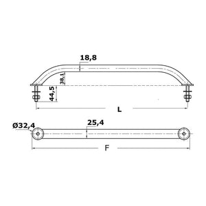 Oval pipe handrail SS external screws 610 mm - foto originale Osculati Srl
