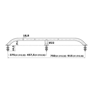 Oval pipe handrail SS external screws 750 mm - foto originale Osculati Srl