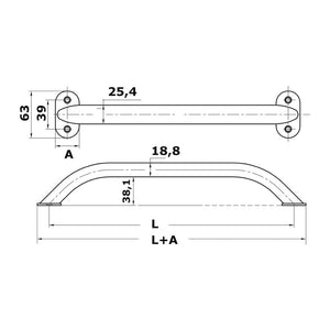 Oval pipe handrail AISI316 19x25 mm 600 mm - foto originale Osculati Srl