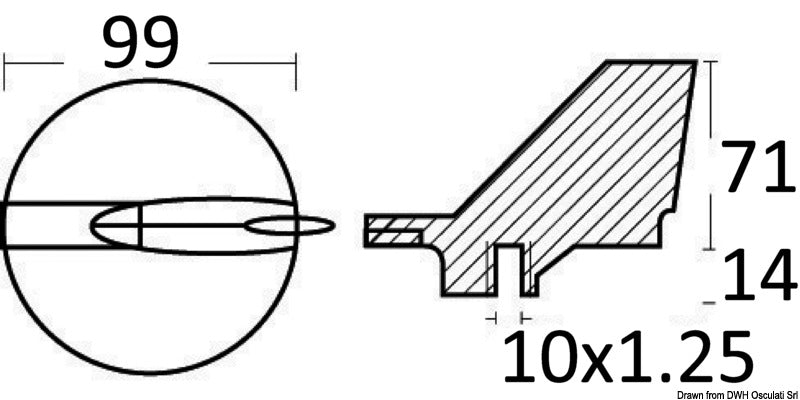Tecnoseal Zinc directional fin for Yamaha 225/300 HP - foto originale Osculati Srl