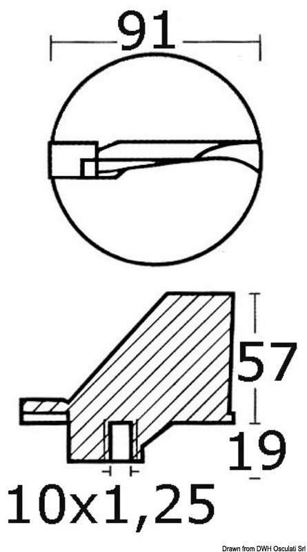 Tecnoseal Zinc fin anode 90/200 HP - foto originale Osculati Srl