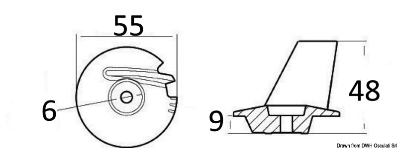 Tecnoseal Zinc anode Tohatsu 8/20 HP - 4-stroke - foto originale Osculati Srl