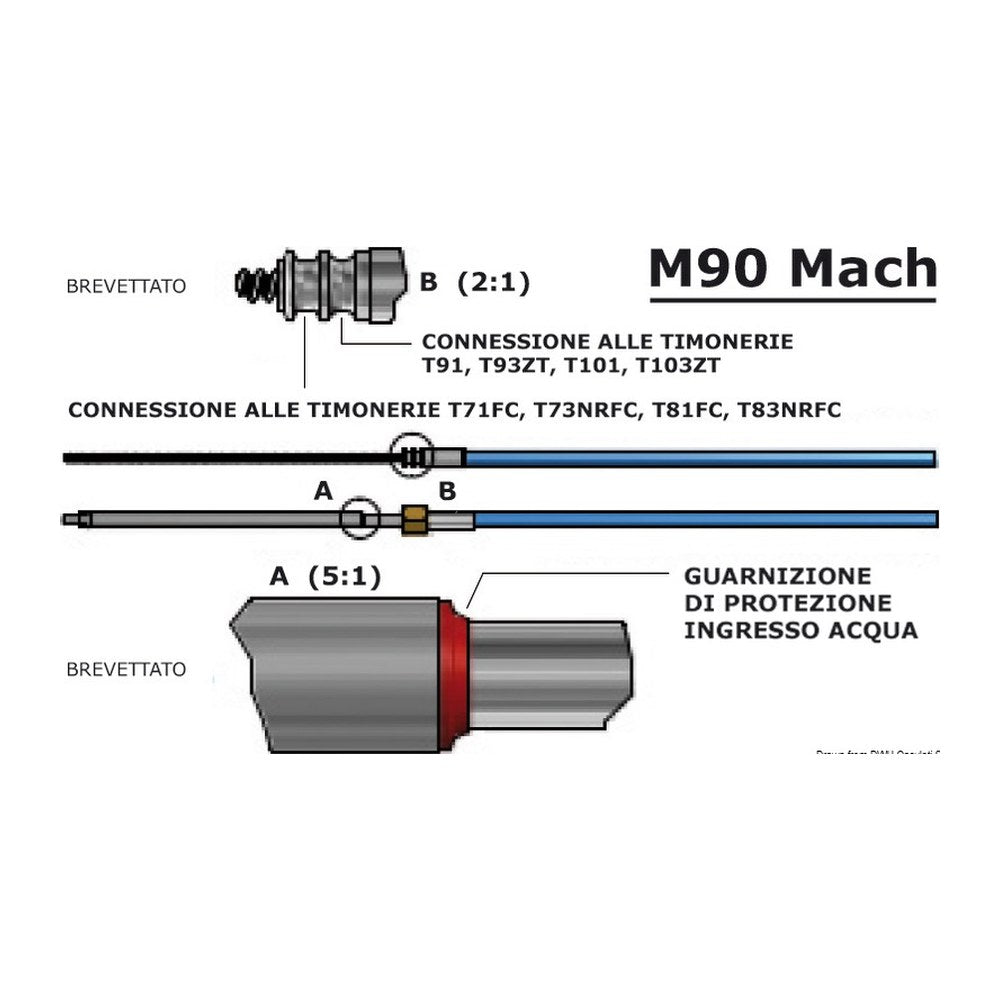 Ultraflex Steering cable M90 Mach 11' - foto originale Osculati Srl