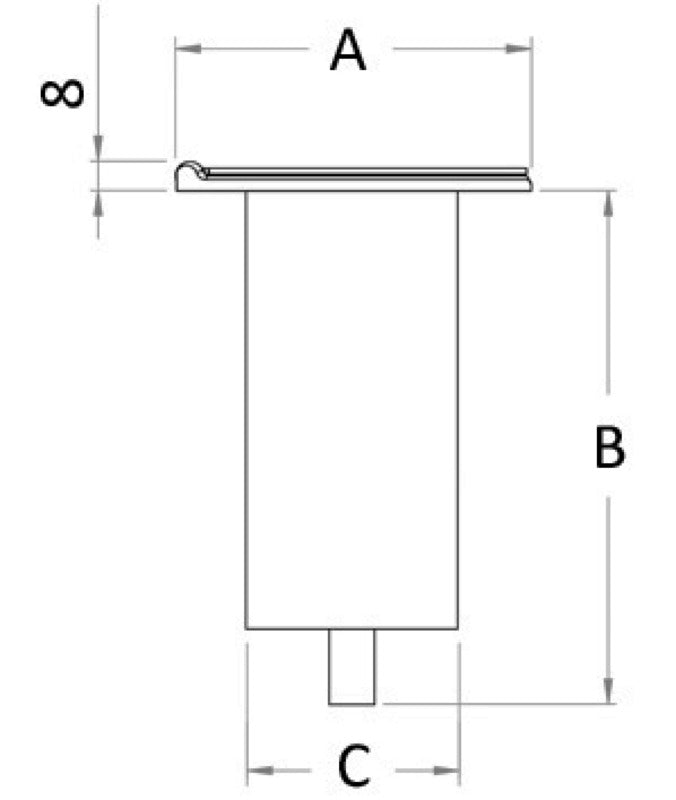 Straight recessed bush 141.5 mm - foto originale Osculati Srl