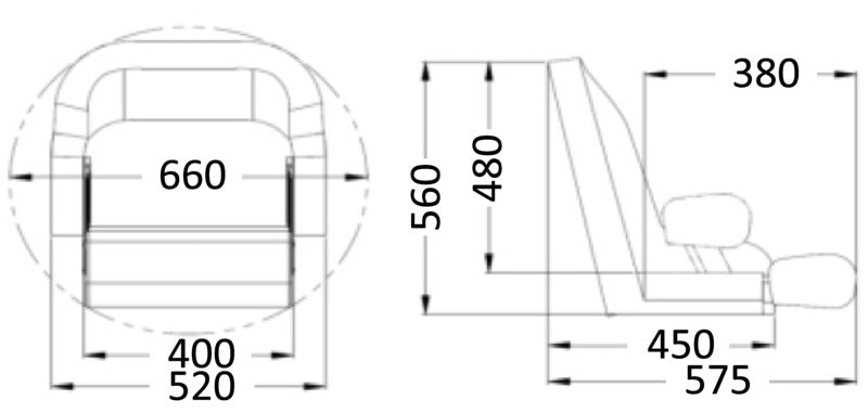 Padded seat w/H51 flip up - foto originale Osculati Srl