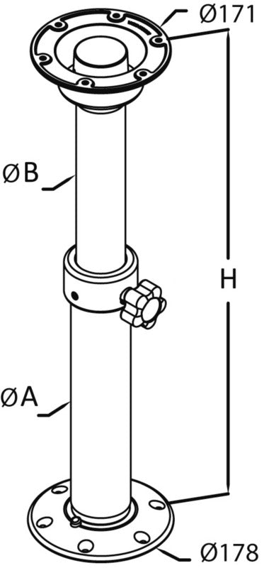 Thread Lock telescopic table pedestal 500/700 mm 4841761+4841764-C01 - foto originale Osculati Srl