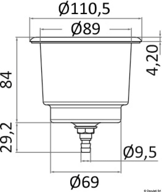 Delux SS black glass holder w/drain hole - foto originale Osculati Srl