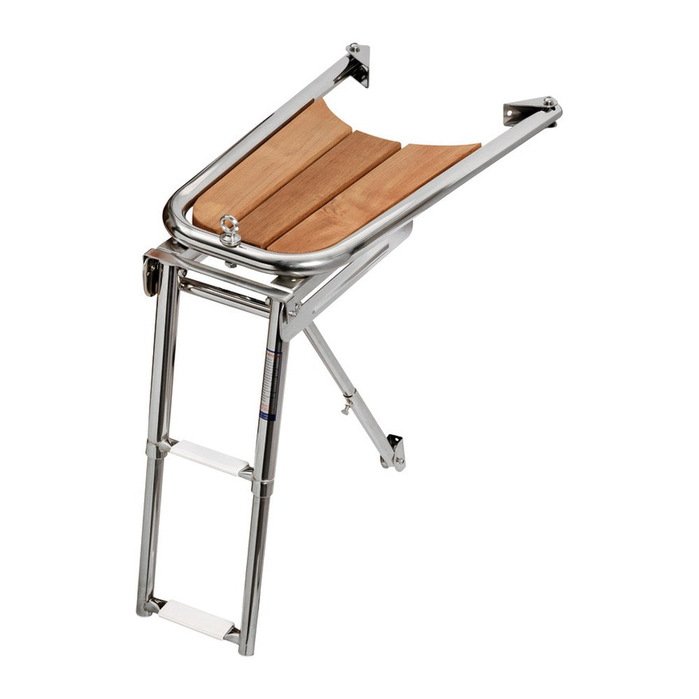 Dolphin striker AISI 316/teak w/2-step ladder - foto originale Osculati Srl