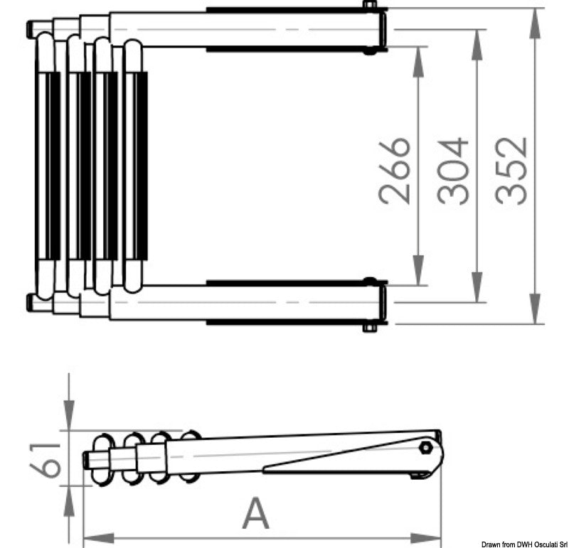 BIG telescopic 3 step ladder above platform slide-out - foto originale Osculati Srl