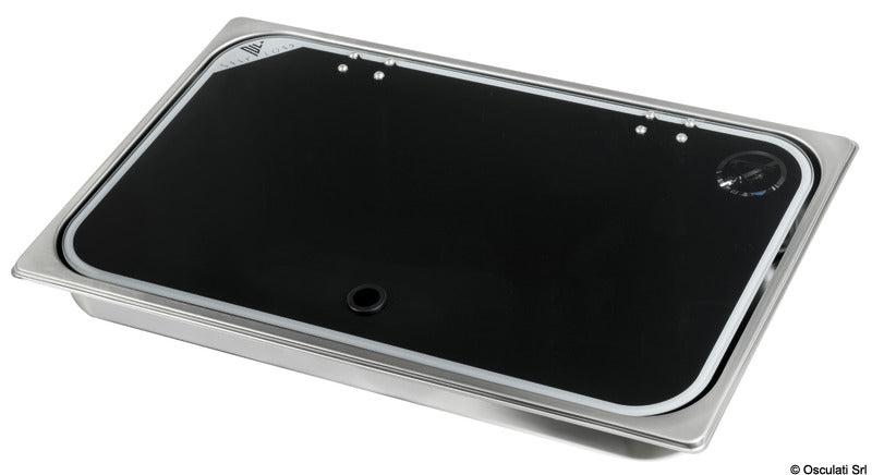 Built-in single hob - right sink w/ glass cover and mixer - foto originale Osculati Srl