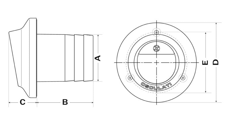 Technopolymer and SS exhaust pipe 90 mm - foto originale Osculati Srl