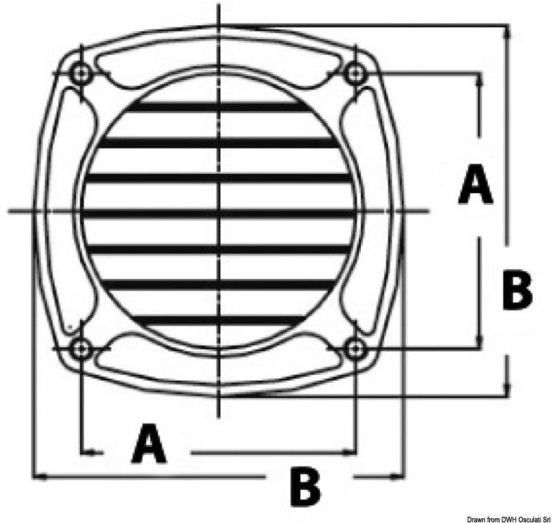 Air vent AISI316 129x129 mm w/studs - foto originale Osculati Srl