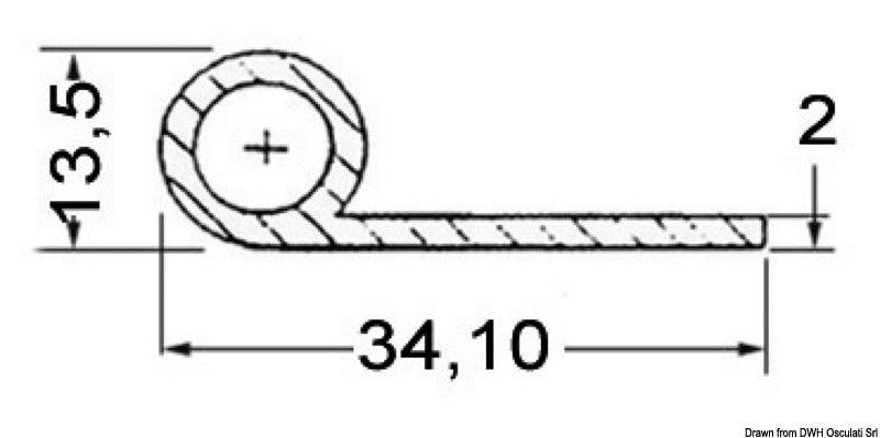 Rubbing strake 2x34.1x13.5 mm black (pack of 24) - foto originale Osculati Srl