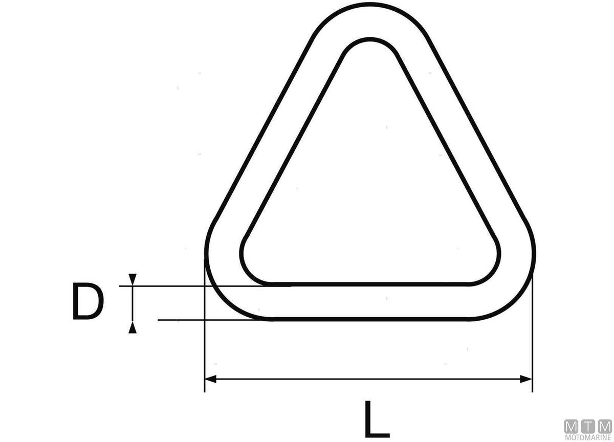 Triangle ring Ø8x50 mm stainless steel 316 - original photo Motomarine Srl