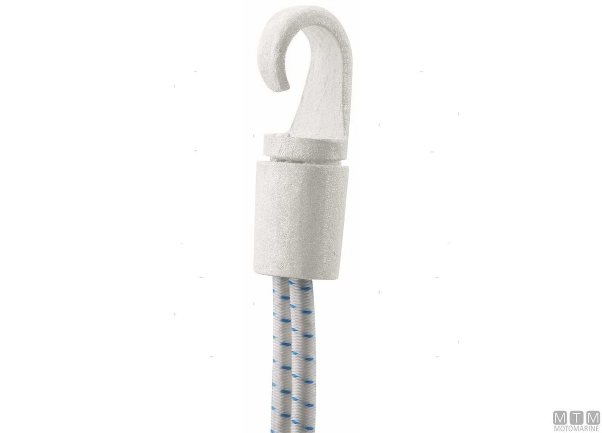 Automatic hook for elastic cord Ø5/6 mm in white nylon - original photo Motomarine Srl