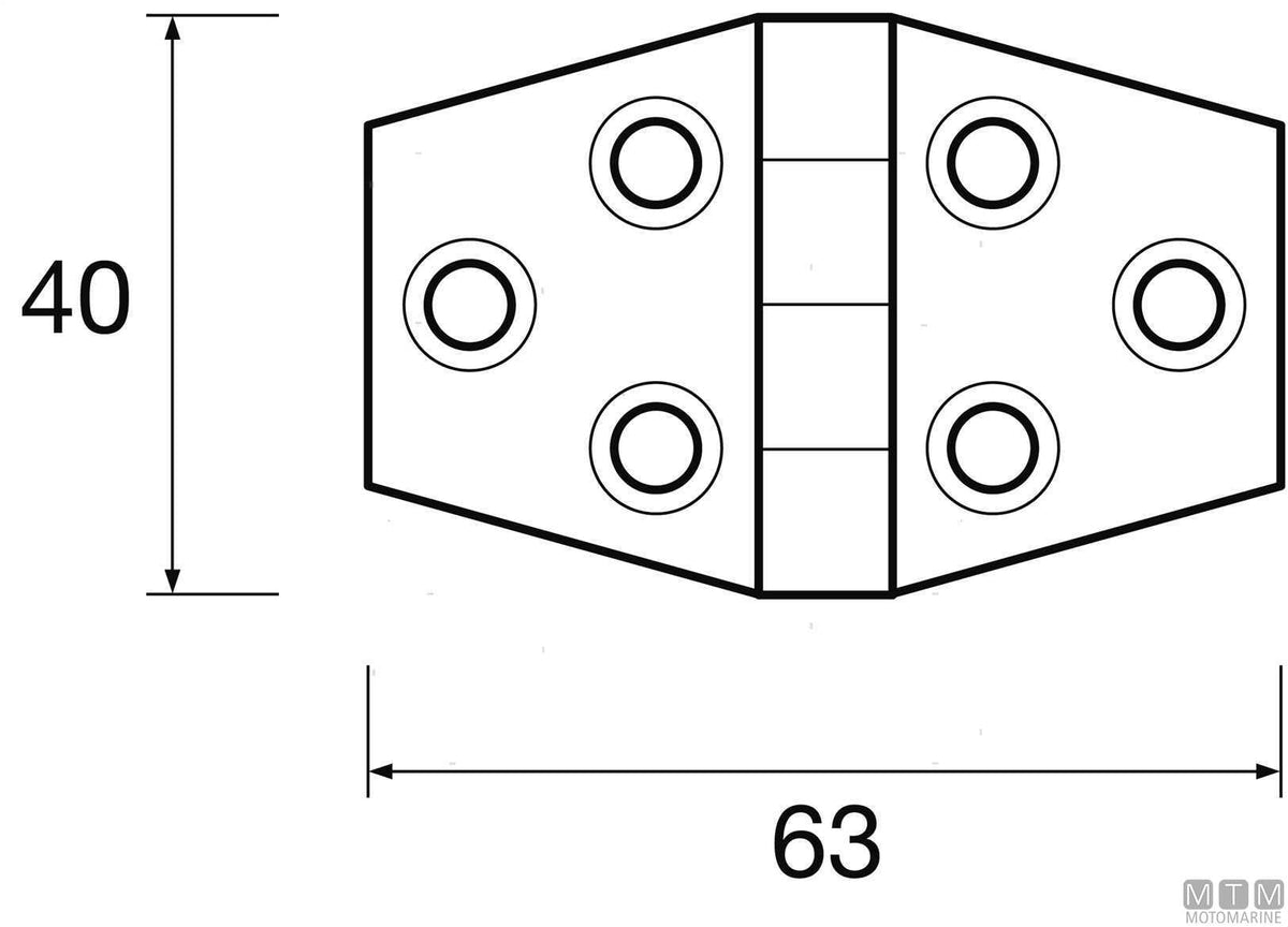 Biscuit hinge 40x63 mm in black plastic - original photo Motomarine Srl