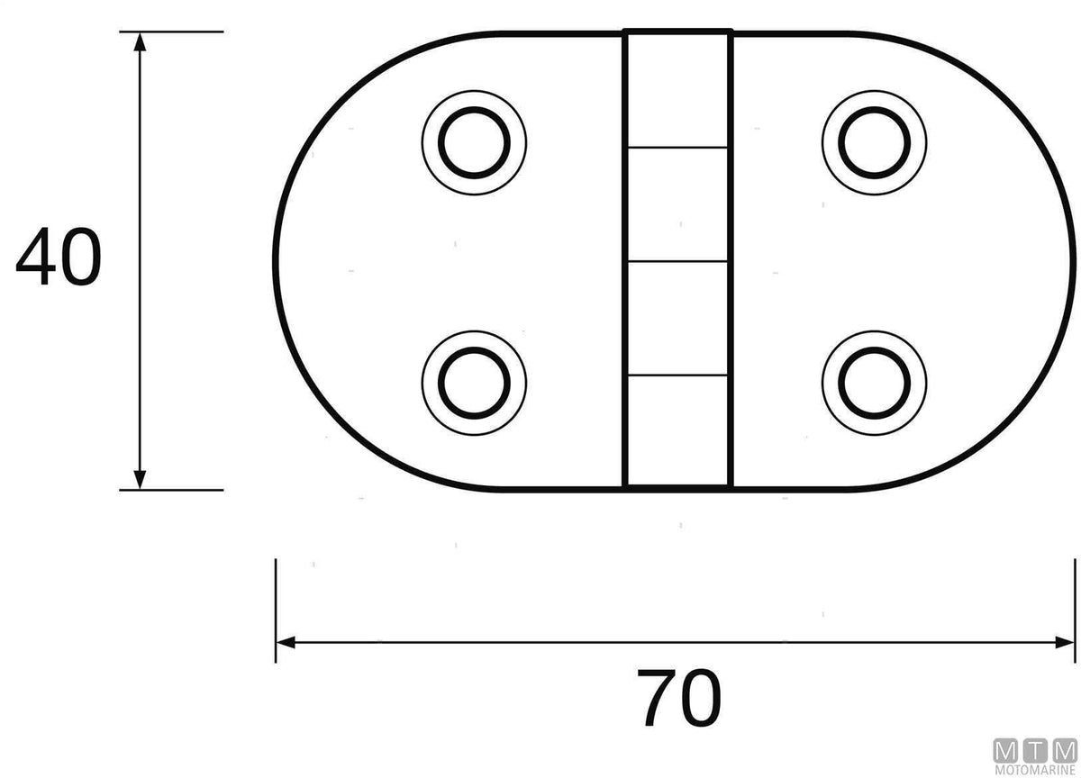 Oval wing hinge 40x70 mm in white plastic - original photo Motomarine Srl