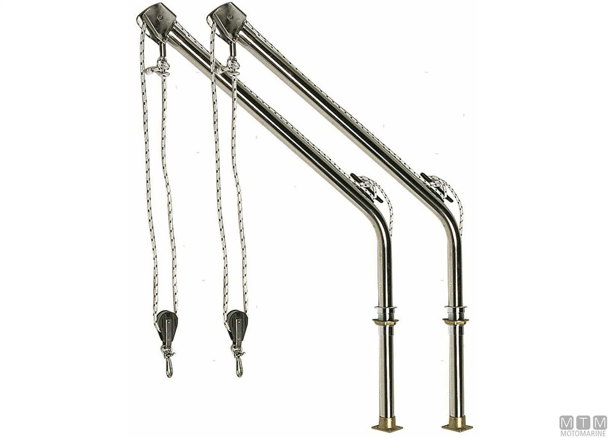 Pair of thru-deck davits Ø60 mm stainless steel 316 - original photo Motomarine Srl
