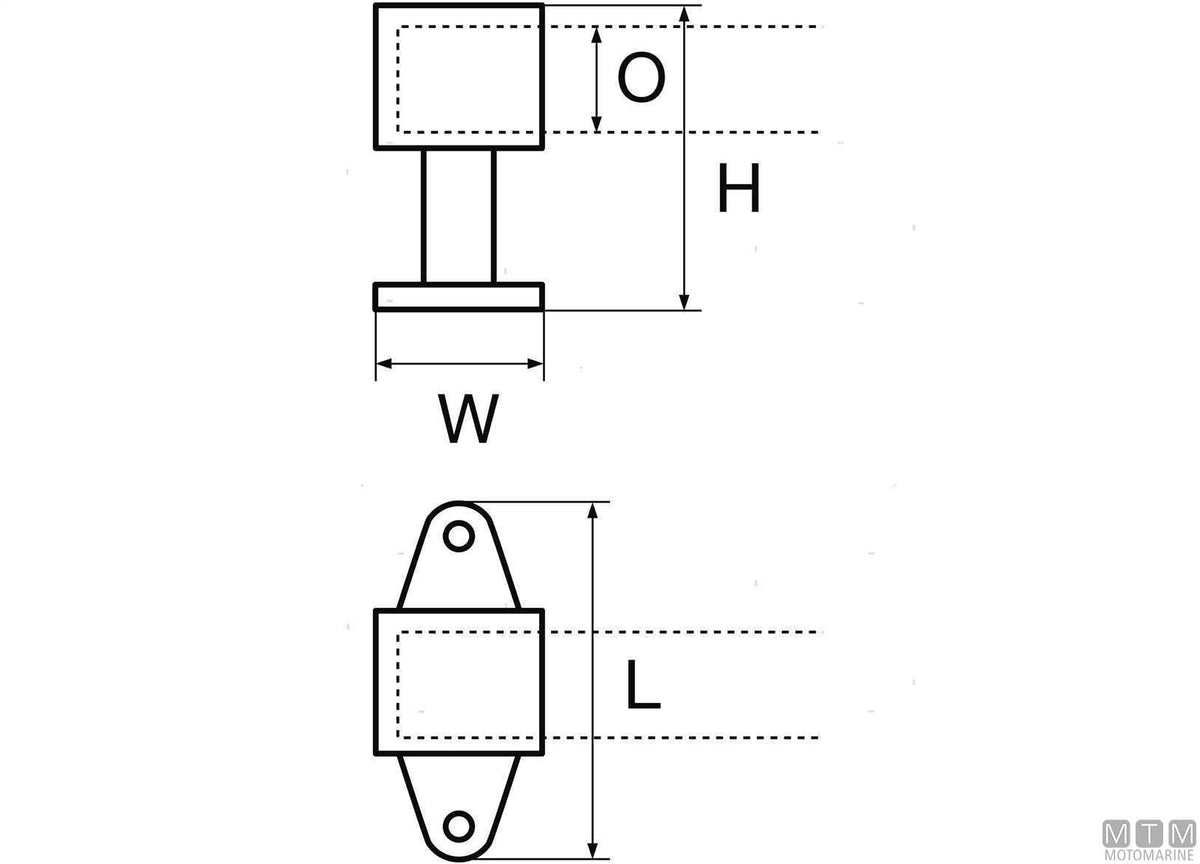 Classic end support D25 mm, stainless steel 316 - original photo Motomarine Srl