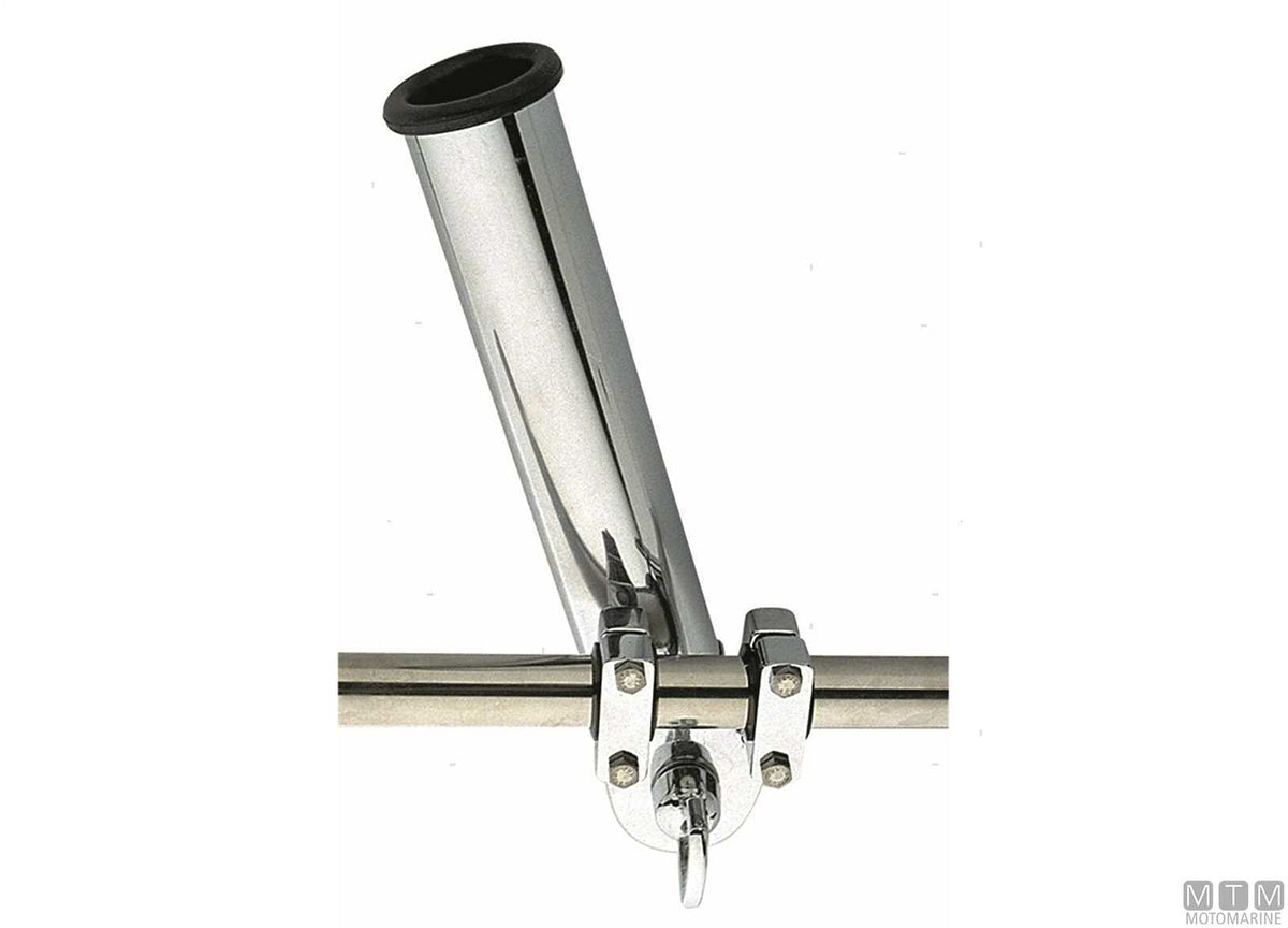 Clamp-on rod holder for Ø22-28 mm tube, chrome-plated brass - original photo Motomarine Srl
