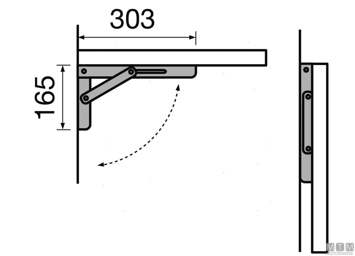 Rako foldable support 300 mm in stainless steel - original photo Motomarine Srl