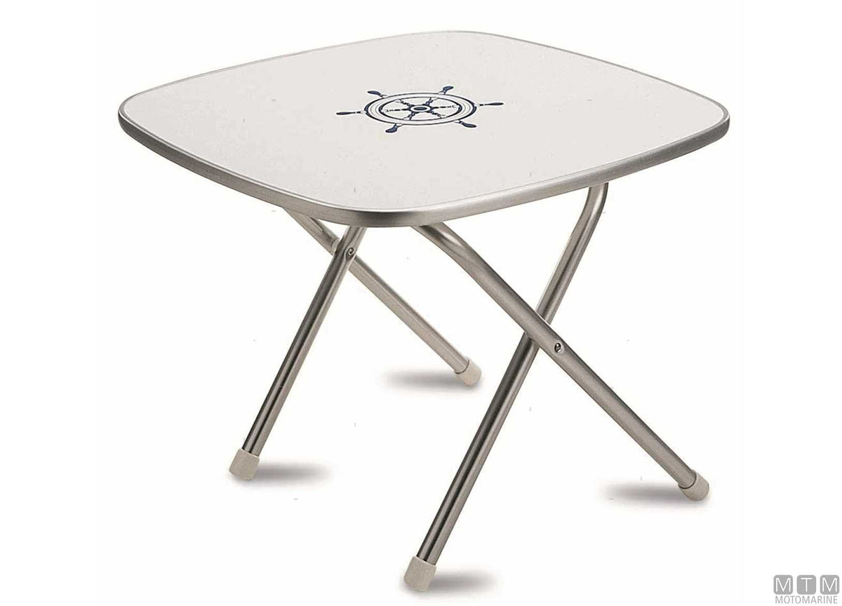 Deck Service M350 shaped table 60x60 cm H48 cm in melamine/aluminium - original photo Motomarine Srl