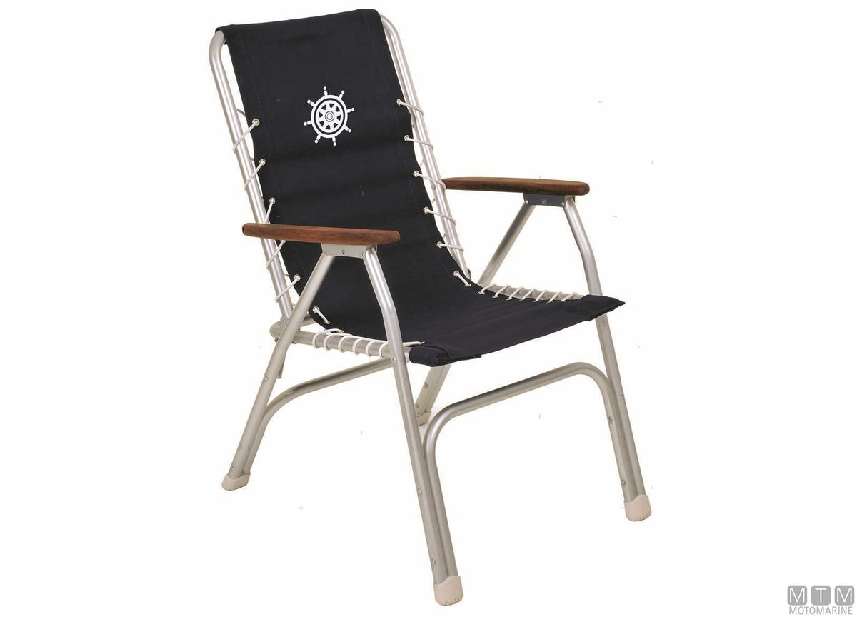 Forma Marathon M150 armchair, navy blue, aluminium - original photo Motomarine Srl