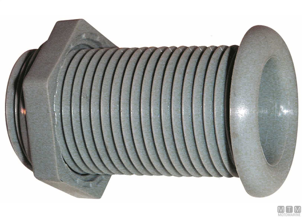 White standard through-hull fitting for Ø25 mm plugs - original photo Motomarine Srl