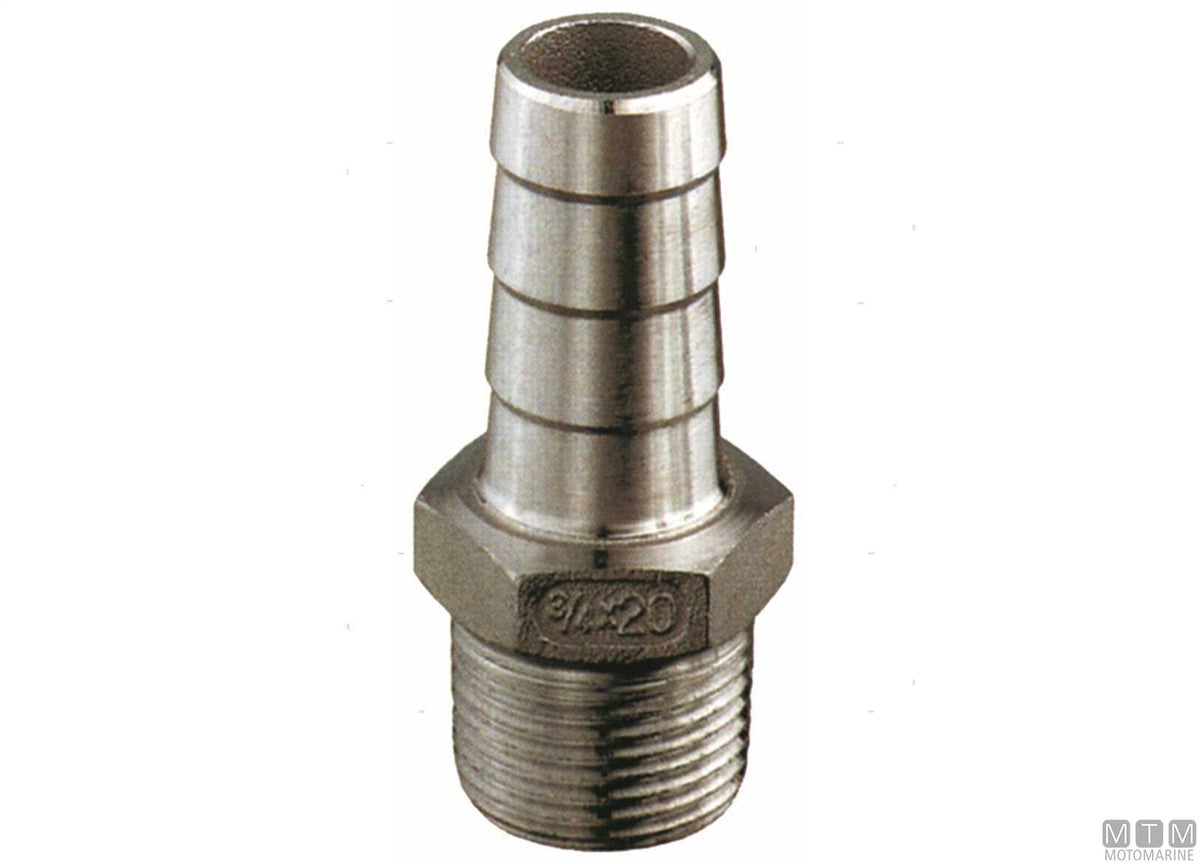 Hose tail male 1/2"x20 mm stainless steel 316 - original photo Motomarine Srl