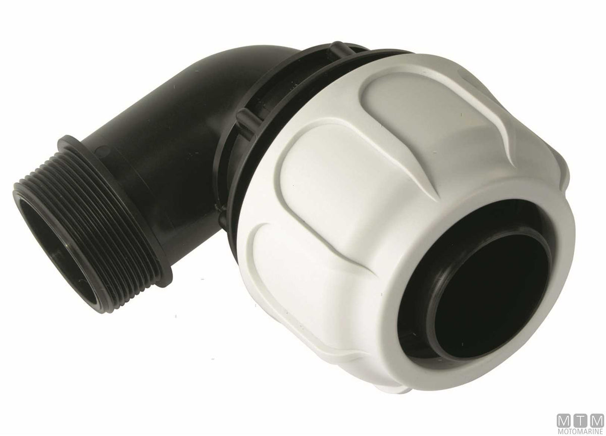 BD Fast 90° male fitting 1"x25 reinforced polypropylene - original photo Motomarine Srl