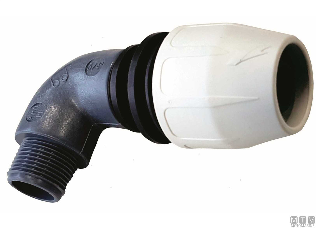 BD Fast 90° Compact fitting 1/2"x20 reinforced polypropylene - original photo Motomarine Srl