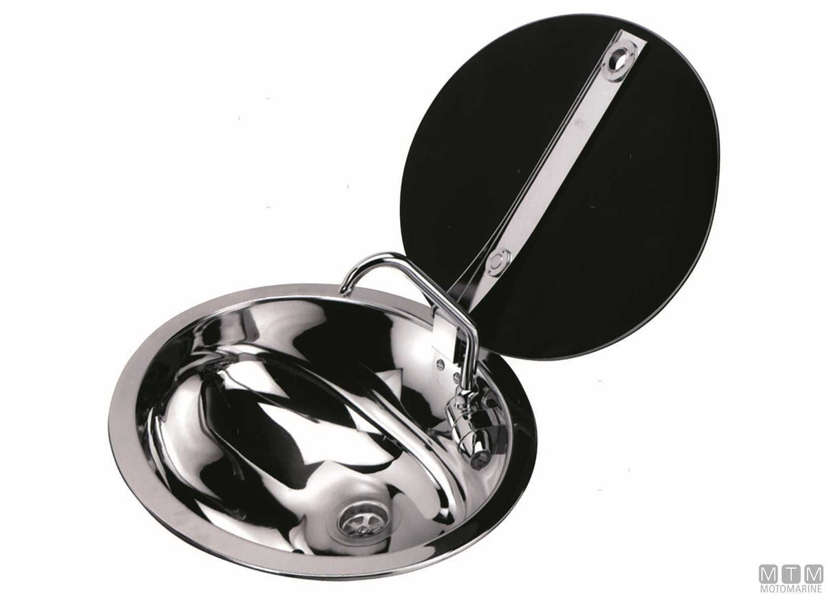 Spherical sink 300x180 mm stainless steel 18/8 with lid - original photo Motomarine Srl