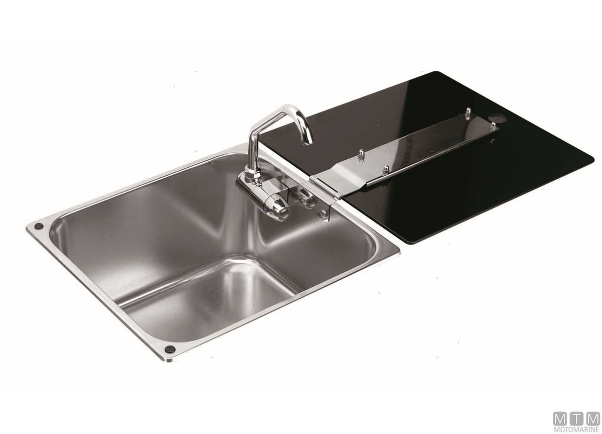 Rectangular sink 320x350 mm stainless steel 18/8 with lid - original photo Motomarine Srl