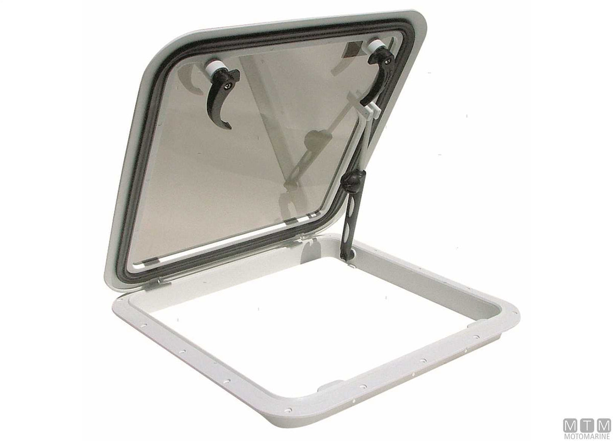 Jim Black Vent-10 hatch 300x300 mm in PP and tempered glass - original photo Motomarine Srl