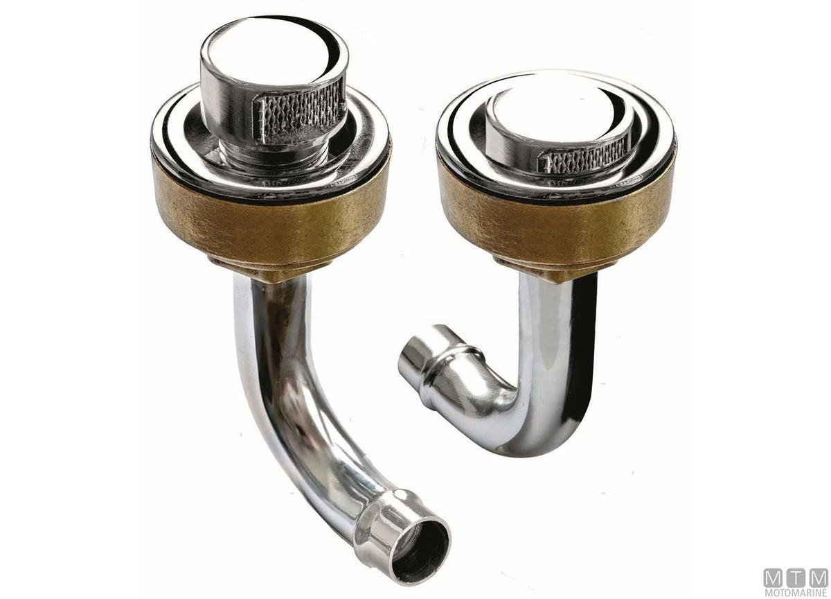 90° curved threaded vent Ø16 mm LH RINA in chrome-plated brass - original photo Motomarine Srl