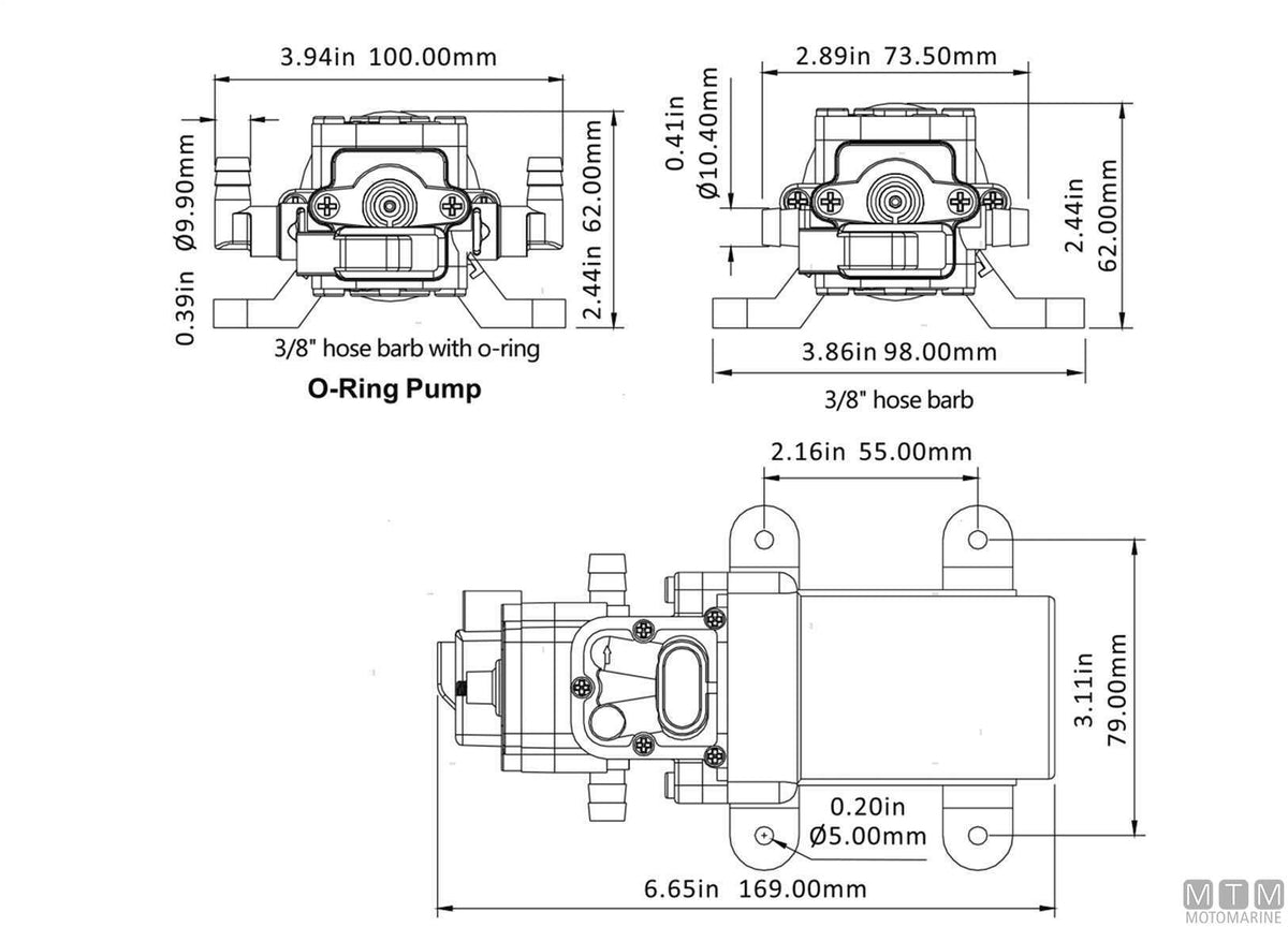 Seaflo Mini 3.8 L 12V pressure pump - original photo Motomarine Srl
