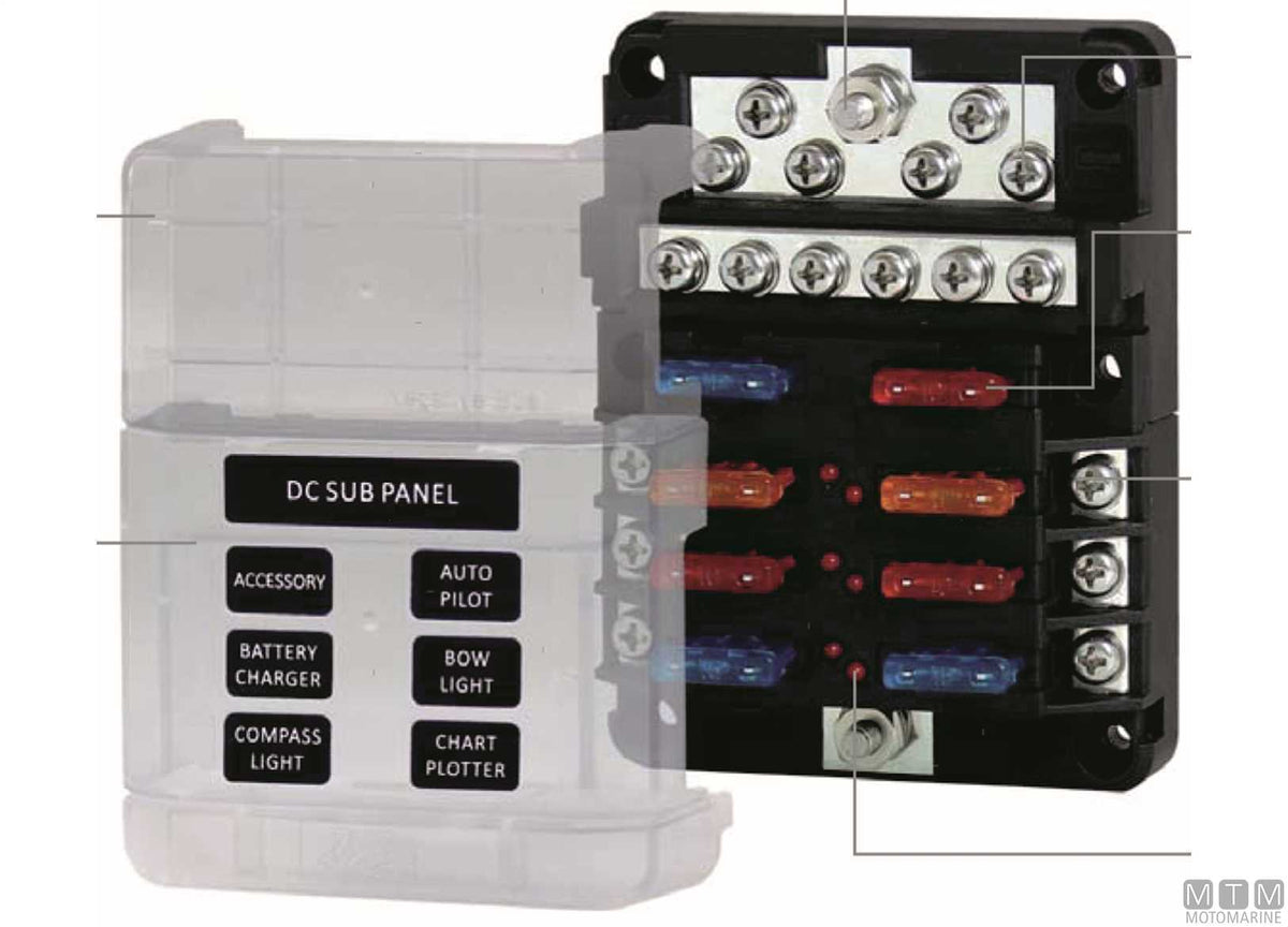 Modular terminal block for fuse holders, 12 terminals - original photo Motomarine Srl