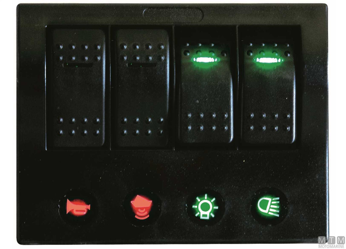 Panel with 4-position rocker switches 130x100 mm - original photo Motomarine Srl