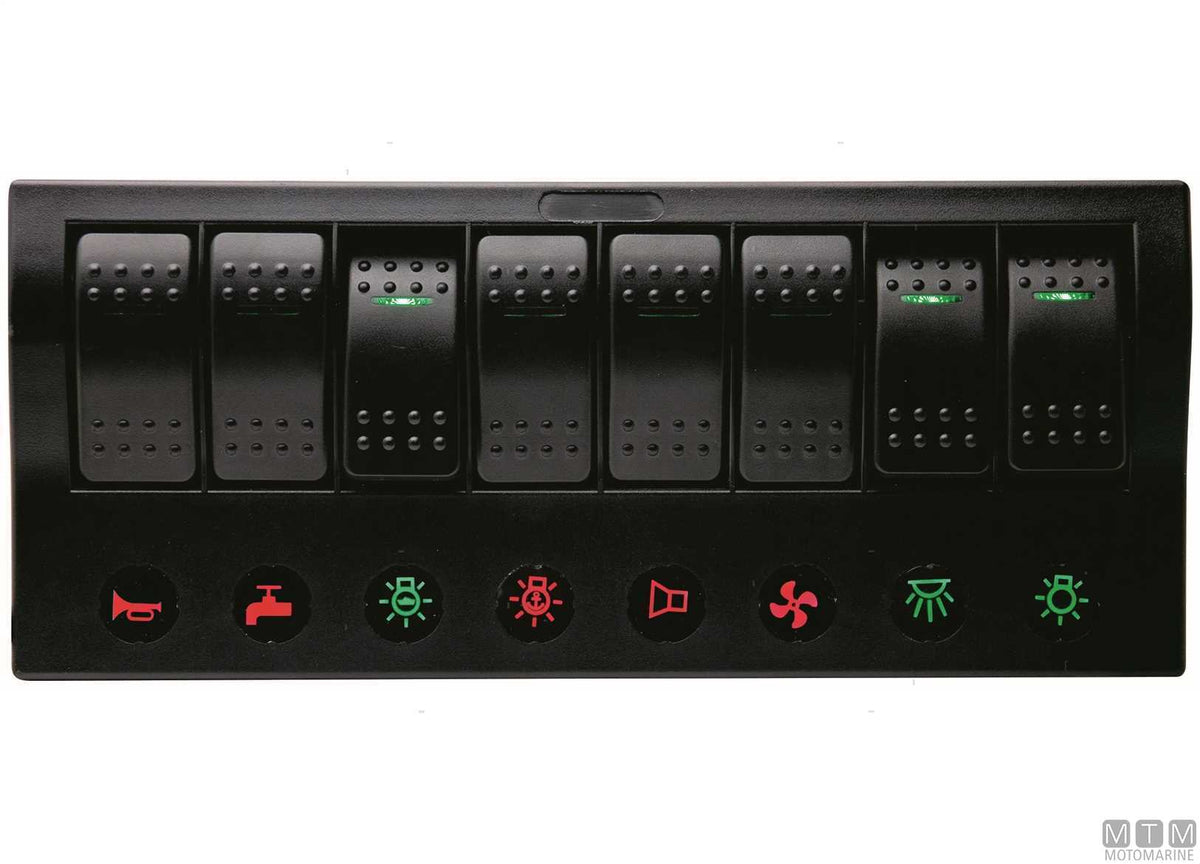 Panel with 6-position rocker switches 182x100 mm - original photo Motomarine Srl