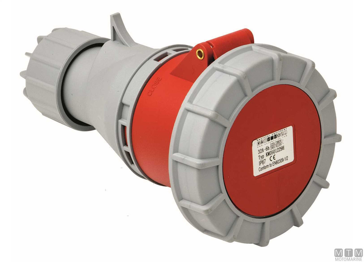 CE wall socket IP67 400V 63A - original photo Motomarine Srl