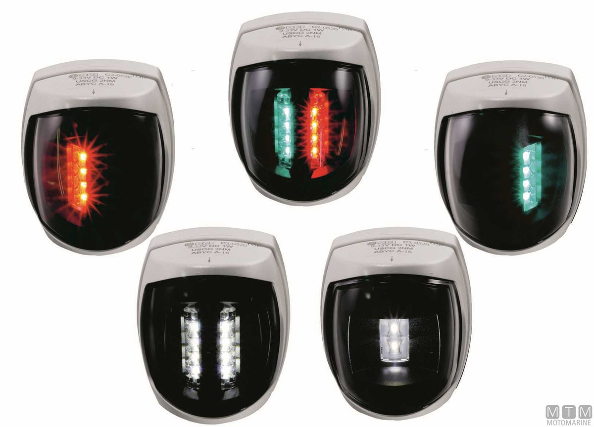 LED combined navigation light, red/green, Sirius, white - original photo Motomarine Srl