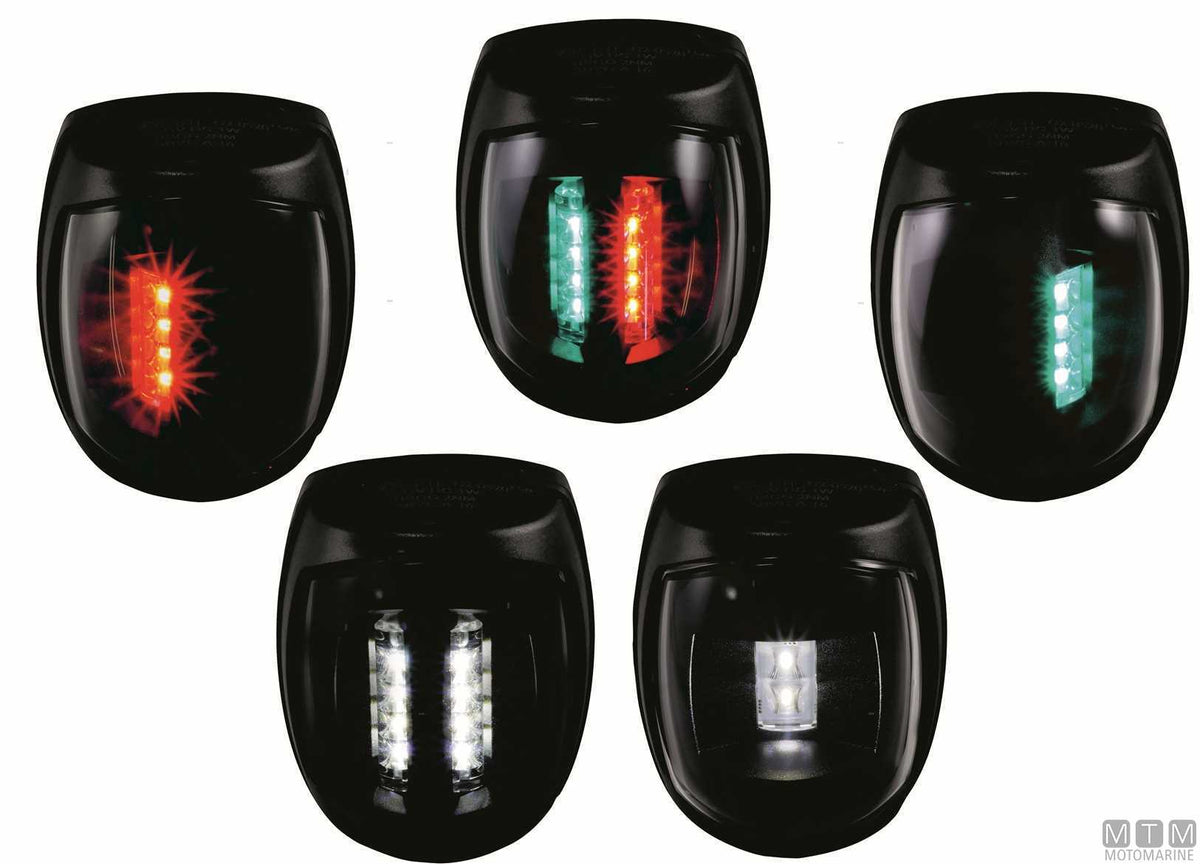 LED combined navigation light, red/green, Sirius, black - original photo Motomarine Srl