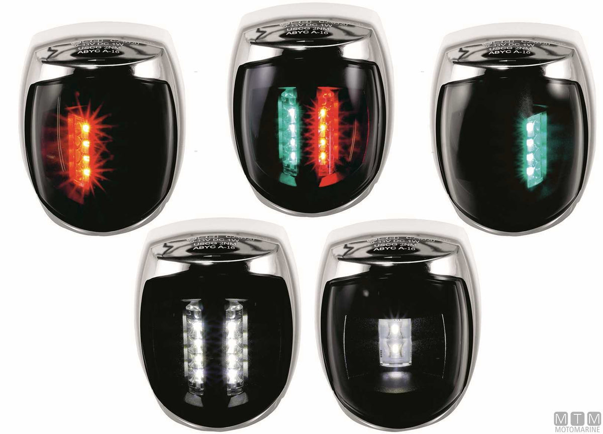 LED navigation sidelight, red, Sirius, stainless steel - original photo Motomarine Srl