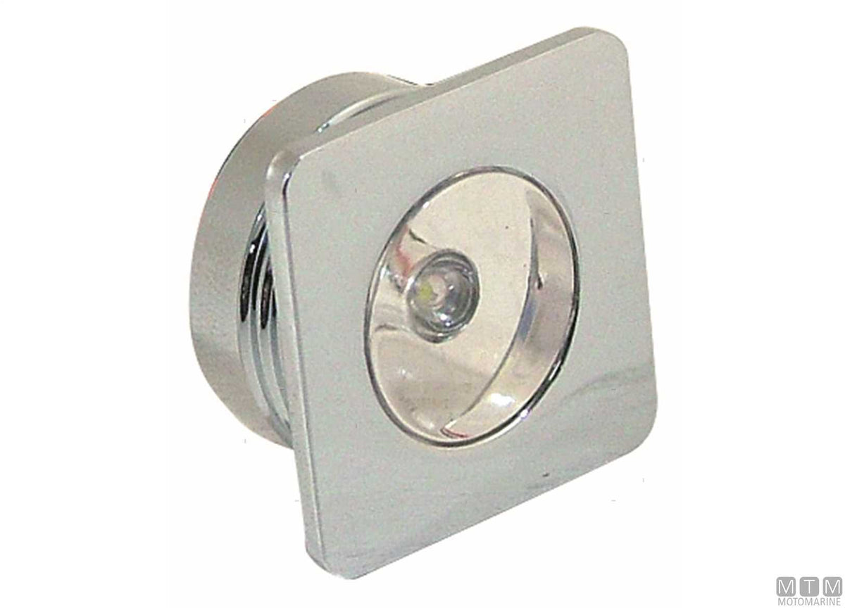 Square LED courtesy light in chrome-plated brass 30x30 mm - original photo Motomarine Srl