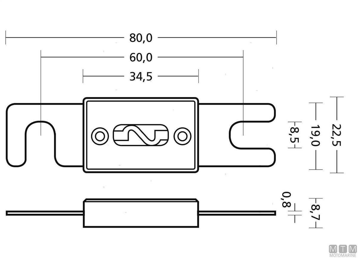 ANL-C ceramic fuse 500 A - original photo Motomarine Srl