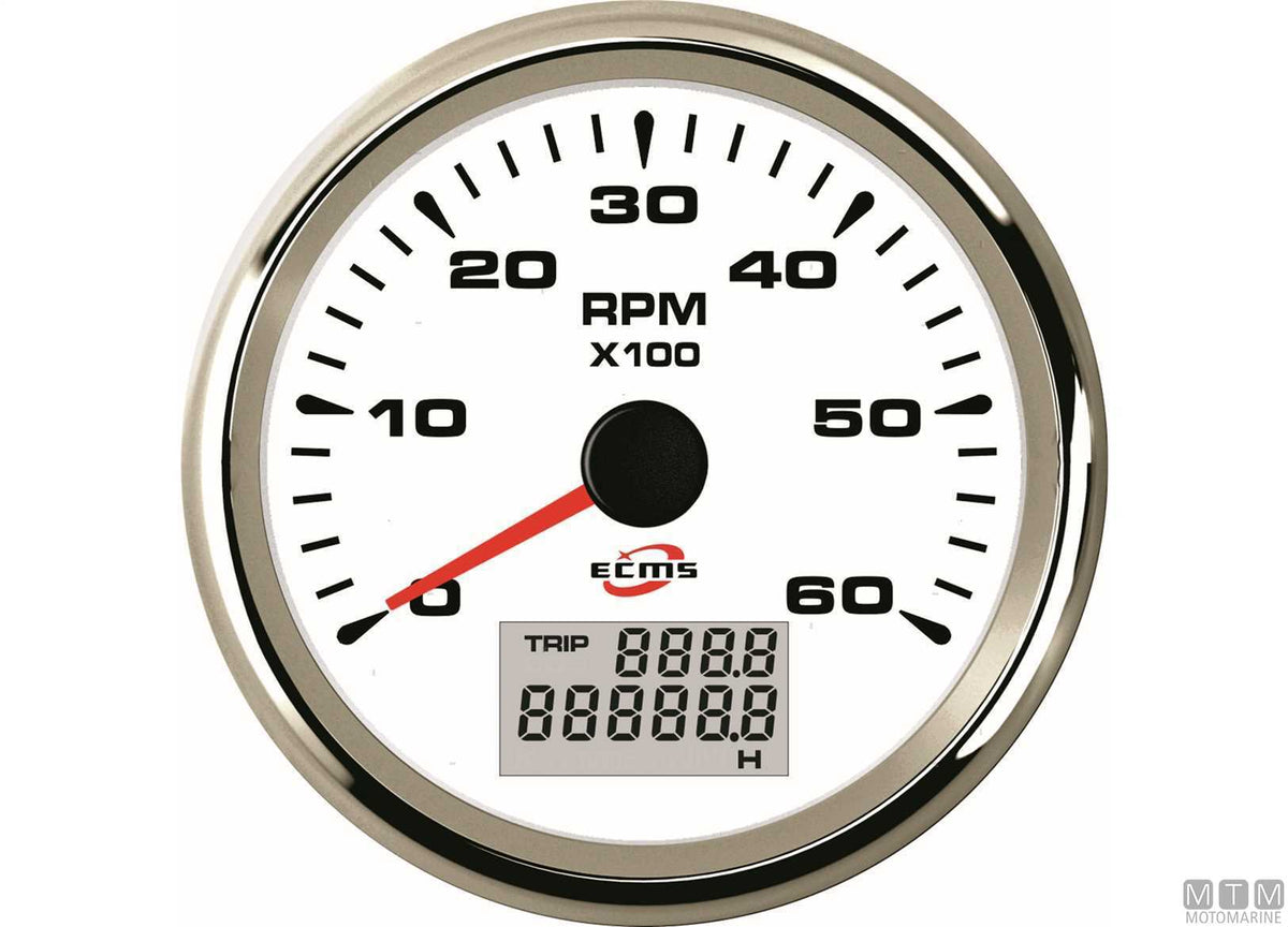 Tachometer/hour meter 6000 White/Chrome - original photo Motomarine Srl
