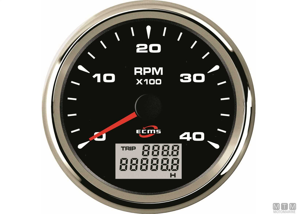 Tachometer/hour meter 6000 Black/Chrome - original photo Motomarine Srl