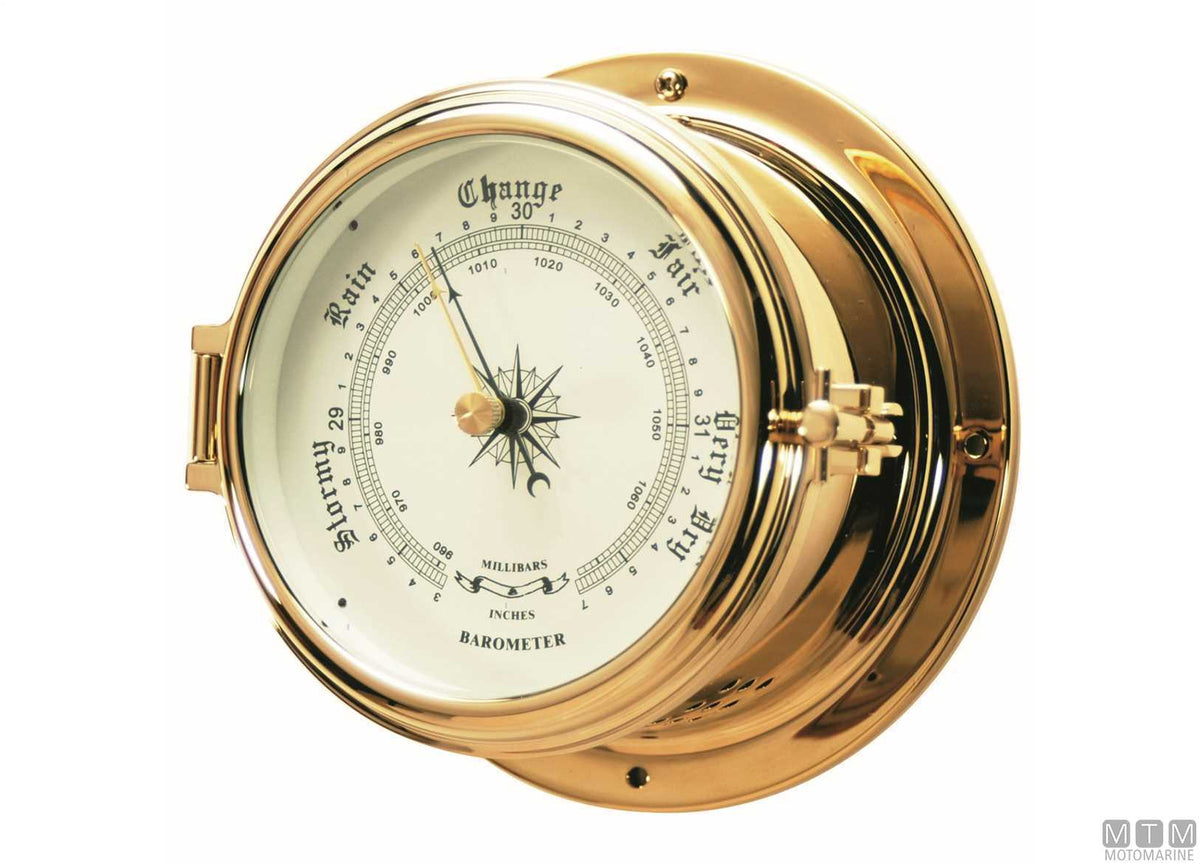 Classic clock Ø150 mm, polished brass case - original photo Motomarine Srl