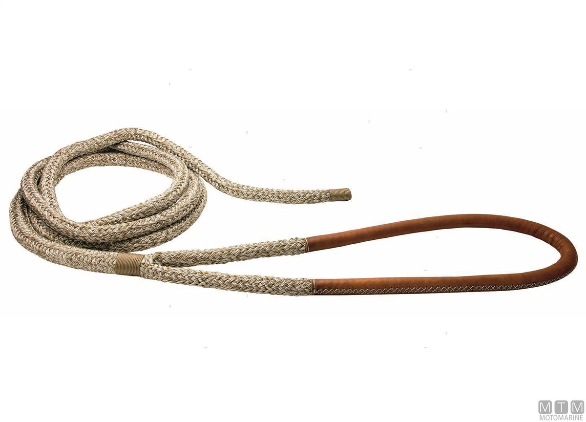 Beige braided mooring line with eye splice, 75 cm, Ø28 mm, 20 m - original photo Motomarine Srl
