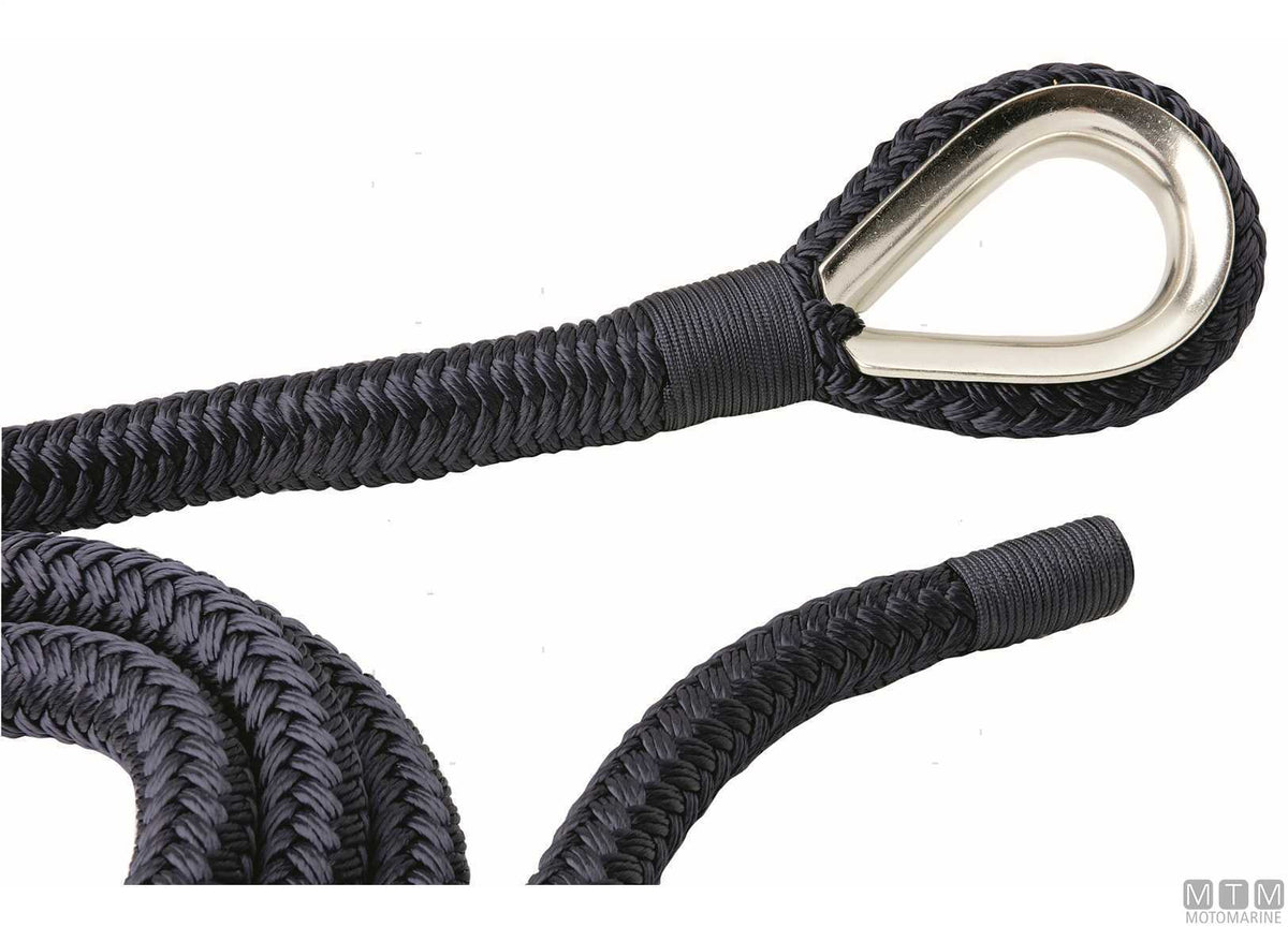Blue braided mooring line with stainless steel thimble Ø24 mm 16 m - original photo Motomarine Srl